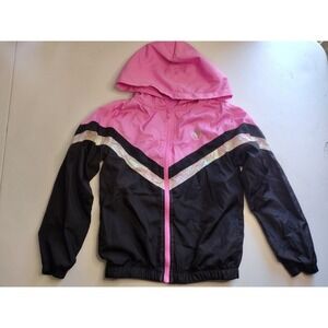 Girls Body Glove Pink Black Chevron‎ Windbreaker Jacket Size 10